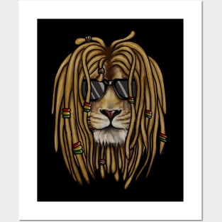 African Rasta lion, Dreadlocks Posters and Art